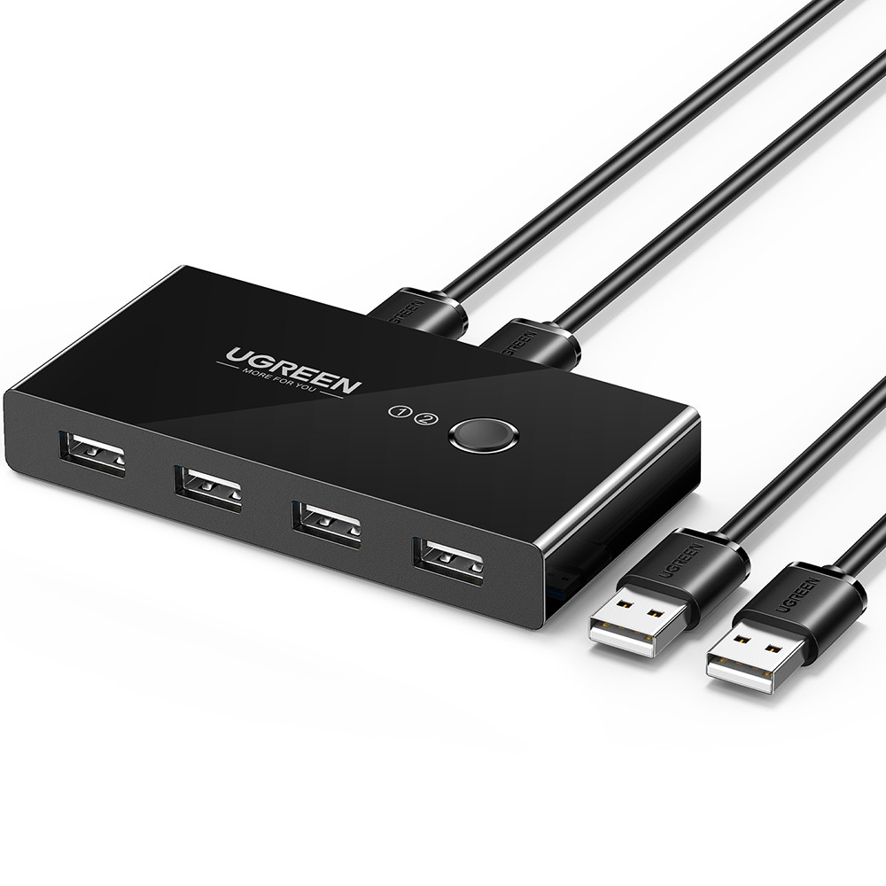 Перемикач USB для компьютера Ugreen 2 In 4 Out USB 2.0 Sharing Switch Box (чорний) US216