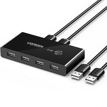 Перемикач USB для компьютера Ugreen 2 In 4 Out USB 2.0 Sharing Switch Box (чорний) US216