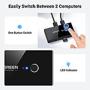 Перемикач USB для компьютера Ugreen 2 In 4 Out USB 2.0 Sharing Switch Box (чорний) US216, фото 10