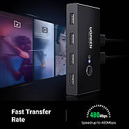 Перемикач USB для компьютера Ugreen 2 In 4 Out USB 2.0 Sharing Switch Box (чорний) US216, фото 5