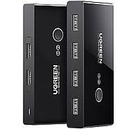 Перемикач USB для компьютера Ugreen 2 In 4 Out USB 2.0 Sharing Switch Box (чорний) US216, фото 3