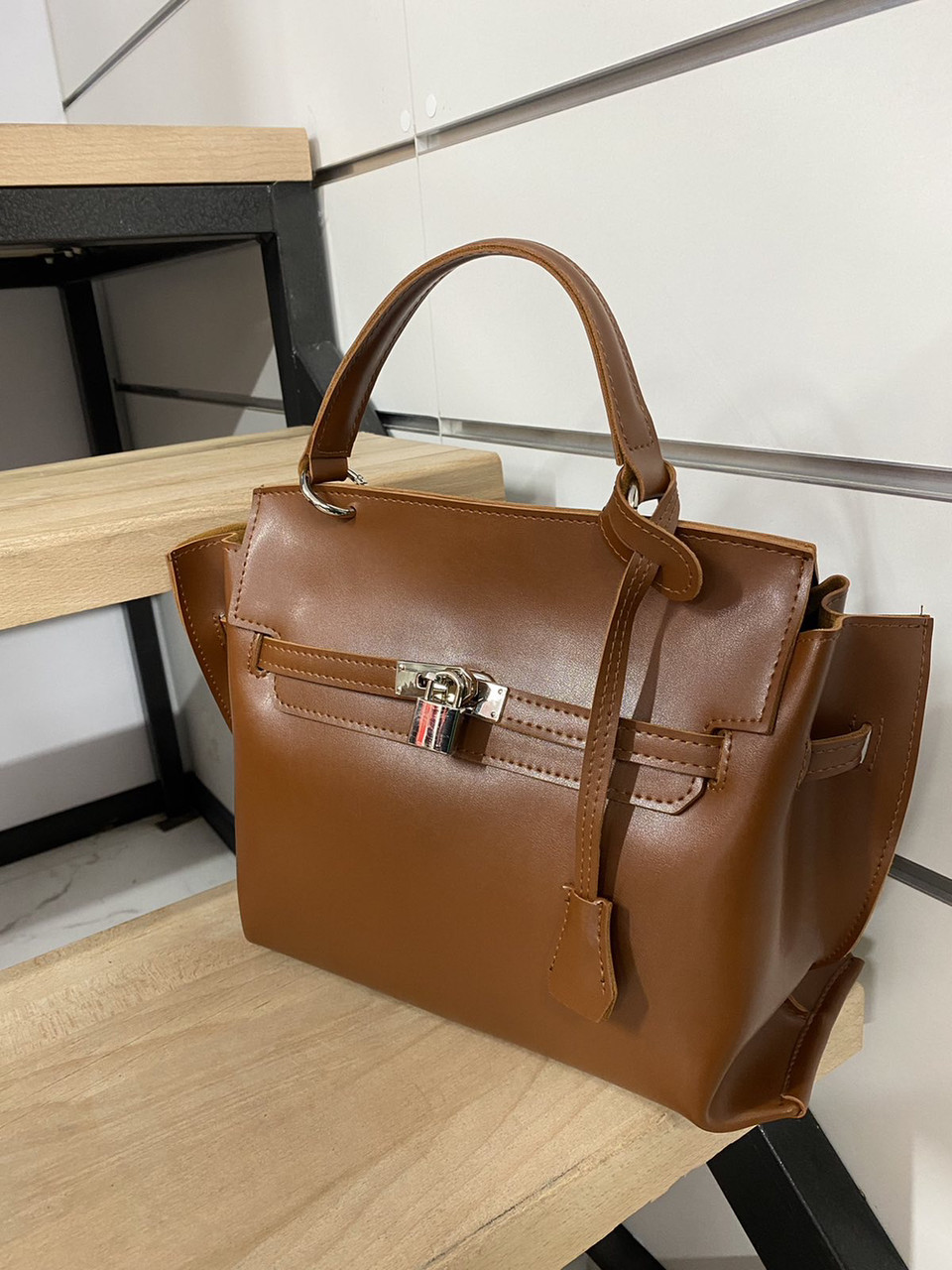 Жіноча сумка коричнева містка шопер 25*31 см на блискавці зі штучної шкіри Nata, фото 1