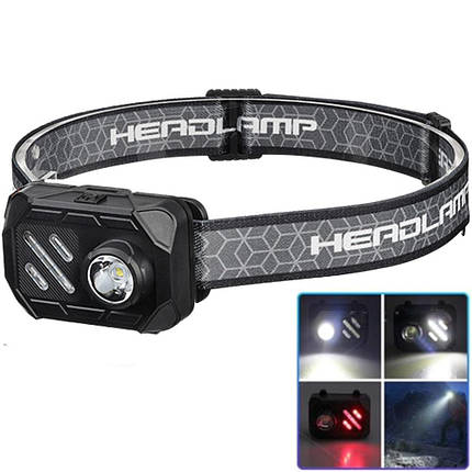 Ліхтар налобний WT-509+XPE+9SMD (white+red), 3xAAA, Box, фото 1
