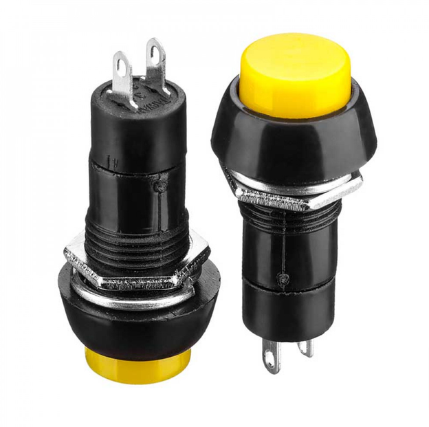 Кнопка Daier PBS-11A, OFF-ON, 2pin, 1A 250V, жовта