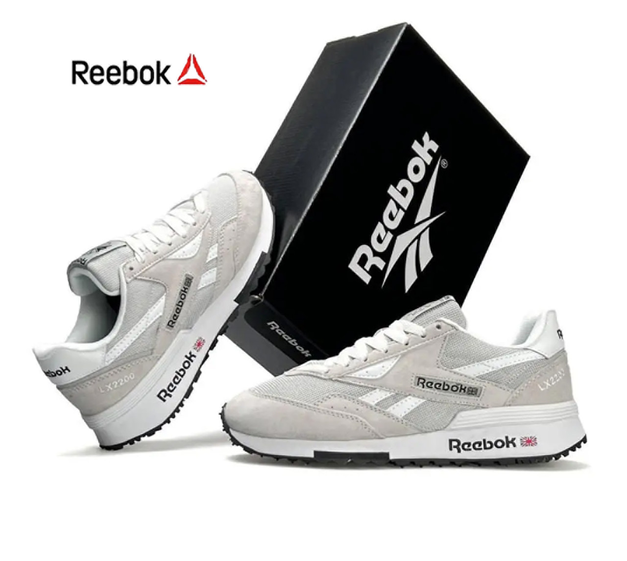 Чоловічі кросівки замша текстиль Reebok Classic LX2200 Grey White, кеди Рибок замшеві сірі. Чоловіче взуття, фото 1