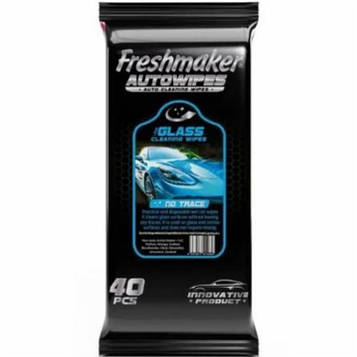 Вологі серветки для автомобільного скла та фар Freshmaker AutoWipes Glass 40 штук