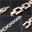 Широкий чоловічий срібний браслет з золотом (накладки) Срібний браслет з золотими пластинами. 11 мм / 21 см, фото 6