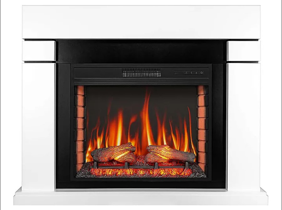 Камінокомплект ArtiFlame Lindos AF28S Білий (зі звуком) 3D Електрокамін з ефектом живого вогню