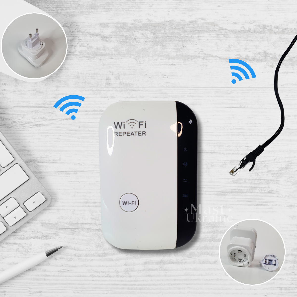 Підсилювач сигналу репітер WIFI REPEATER до 300Мб/с 802.11N/B/G 2.4 Ггц, бездротовий ретранслятор Білий VEN-134