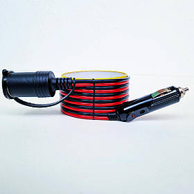 Штекер з проводом автомобільний в прикурювач 1.5метра 250Вт із запобіжником