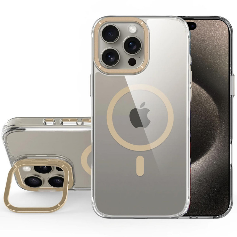 Кришталево прозорий чохол Space Case Apex with MagSafe для Apple iPhone 16 Pro Max (6.9") | TPU+PC Gold