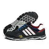 Чоловічі кросівки з натуральної шкіри з текстильною підкладкою та білими смужками, фото 3