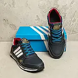 Чоловічі кросівки з натуральної шкіри з текстильною підкладкою та білими смужками, фото 7