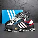 Чоловічі кросівки з натуральної шкіри з текстильною підкладкою та білими смужками, фото 8