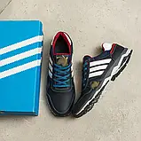 Чоловічі кросівки з натуральної шкіри з текстильною підкладкою та білими смужками, фото 9