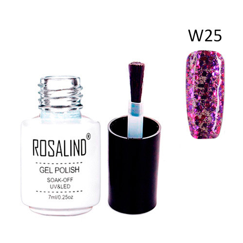 Гель-лак для нігтів манікюру 7 мл Rosalind, глітер, W25 хінакрідон (005352), фото 1