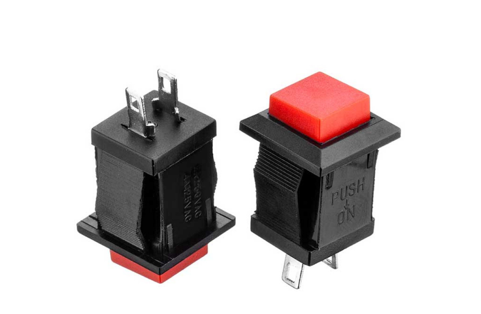 Кнопка Daier DS-430 RD, ON-(OFF), 2pin, 1A 250V червона