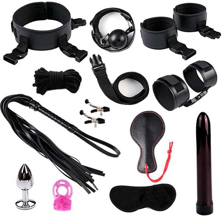 БДСМ бандажний набір з 12 предметів Чорний — Садо-мазо, фото 1