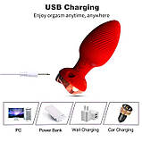 Силікональний анальний корок із вібрацією Rose з Д/К 3,5*9 см. Червоний — Анальні іграшки, фото 6