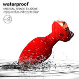 Силікональний анальний корок із вібрацією Rose з Д/К 3,5*9 см. Червоний — Анальні іграшки, фото 7