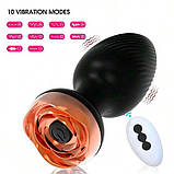 Силікональний анальний корок із вібрацією Rose з Д/К 3,5*9 см. Чорний — Анальні іграшки, фото 2