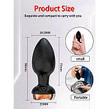 Силікональний анальний корок із вібрацією Rose з Д/К 3,5*9 см. Чорний — Анальні іграшки, фото 4