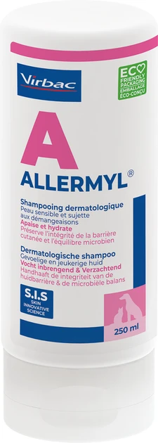 АЛЕРДЕРМ (Virbac Allerderm Sensitive Skin Shampoo) шампунь для чутливої та сухої шкіри собак та котів 250 мл, фото 1