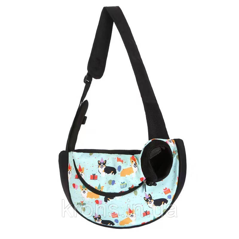 Слінг-переноска для котів і собак SY-2022-1024-93 Green Corgi dog S (40*10*22 см), фото 1