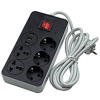 Мережевий фільтр ZAMAN T102U 3гн.+2гн.+3USB*2м чорний