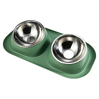 Миска для тварин подвійна на підставці металопластик 40,5х22х9,5см в асорт., Миска для собак і котів