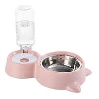 Миска для тварин Котик подвійна з пляшкою 31х22х6,5см в асорт., Миска для котів і собак