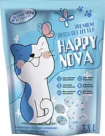 Силікагелевий гігієнічний наповнювач Happy Nova для туалетів домашніх тварин з 3% синіми гран. 3.8 л (4820280220013)
