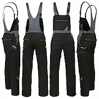 Полукомбинезон защитный, форма для рабочих,спецодежда мужская,рабочая роба,спецовка Польша PROFESSIONAL BLACK