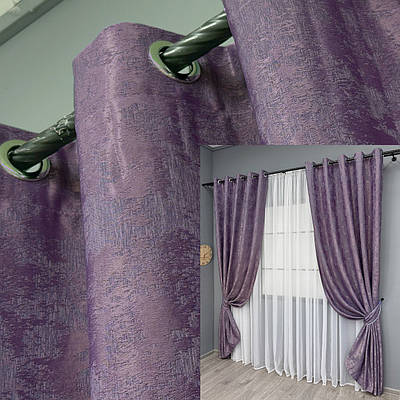 Комплект (2шт. 1,5х2,5м.) штор на люверсах, жаккард «Sultan XO». Колір фіолетовий. Код 1145ш 37-0183