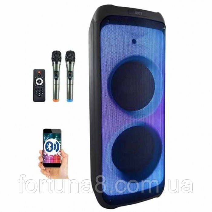 Акумуляторна колонка з мікрофонами Temeisheng TMS212-09/400W (USB/FM/Bluetooth)