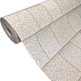 Шпалери вінілові 10 × 0.53 м Слов’янські шпалери 9445-01, обої бежеві, плитка, для вітальні, коридору, кухні, фото 2