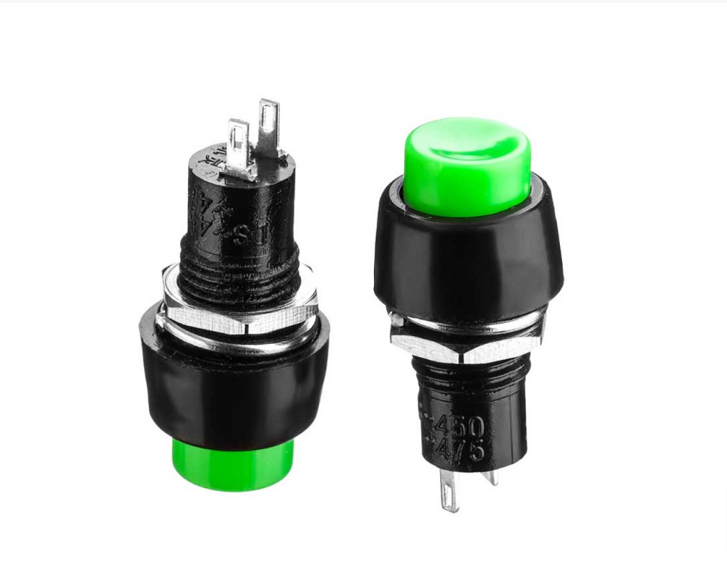 Кнопка Daier DS-450, OFF-ON, 2pin, 1A 250V, зелена