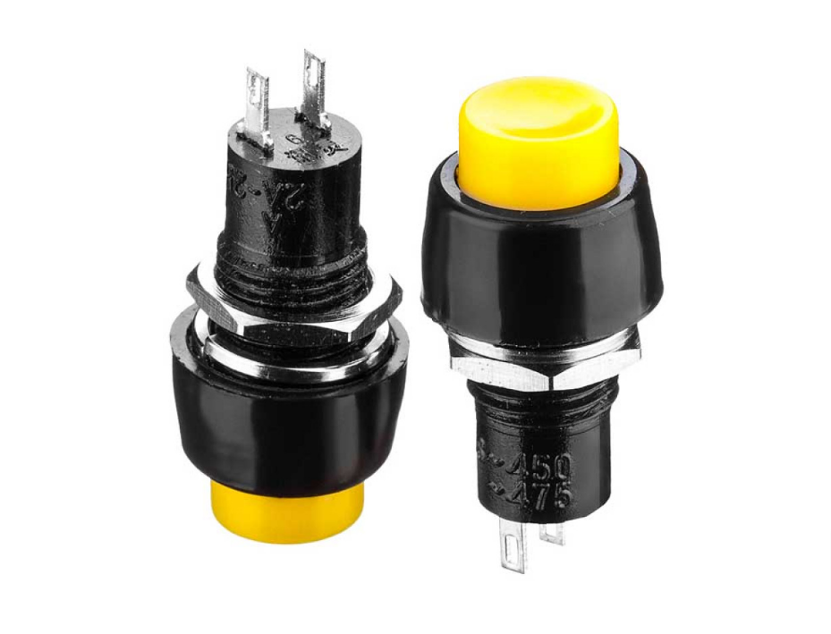 Кнопка Daier DS-450, OFF-ON, 2pin, 1A 250V, жовтий