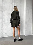 Жіночий вельветовий костюм кольору хакі: жакет і спідниця-шорти, фото 9
