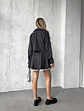 Графітовий жіночий вельветовий костюм: жакет і спідниця-шорти, фото 9