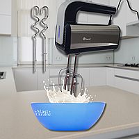 Міксер ручний електричний Domotec 800 Вт з 5 швидкостями, турборежимом і насадками Сріблястий, R-6664