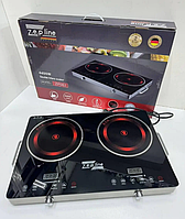 Побутова кухонна настільна електропліта 2 кВт, компактна двоконфоркова електроплита настільна Zepline ZP-062