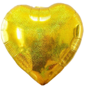 Набір кульок повітр. фольг. "Серце голограма" блиск золото 18"/45см 5шт №833651/Pelican/, фото 1
