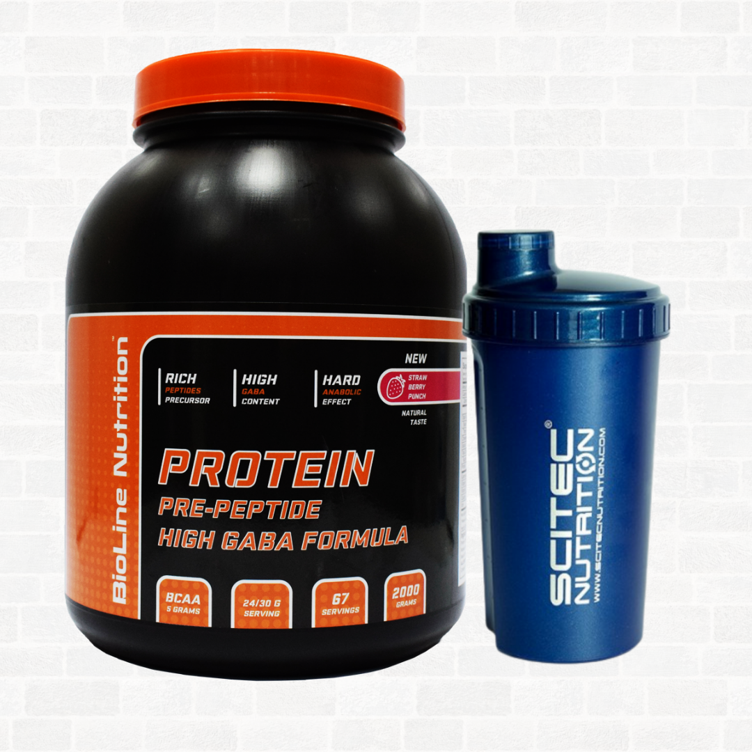 Акційний комплект Сироватковий Протеїн Німеччина, 80% білка + 16% ВСАА суниця 2 кг + Шейкер, фото 1