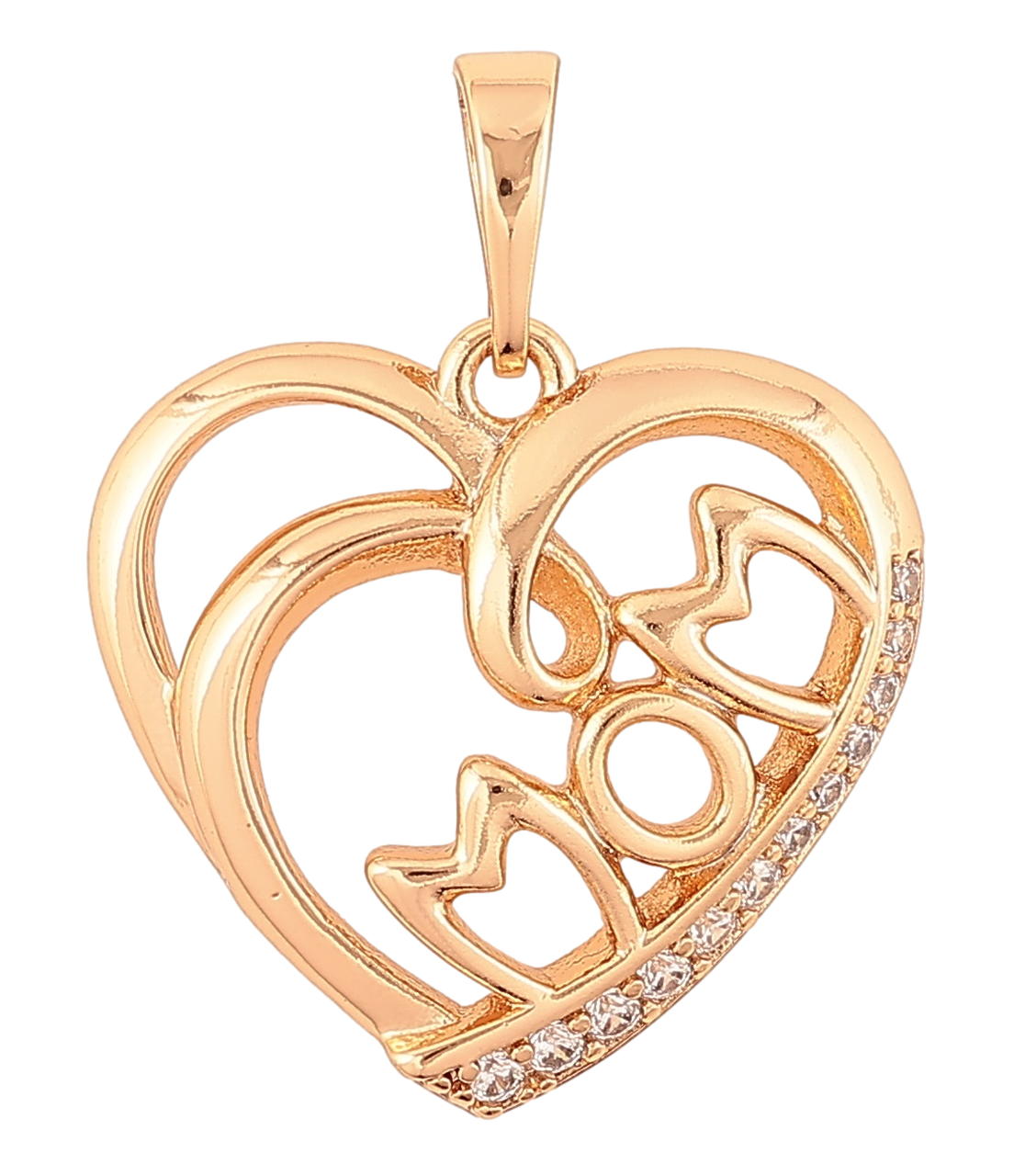 Кулон Xuping Позолота 18K «Сердечко з написом Мама» для ланцюжка до 6мм