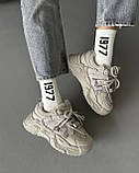 Жіночі масивні кросівки в бежевому кольорі, фото 7