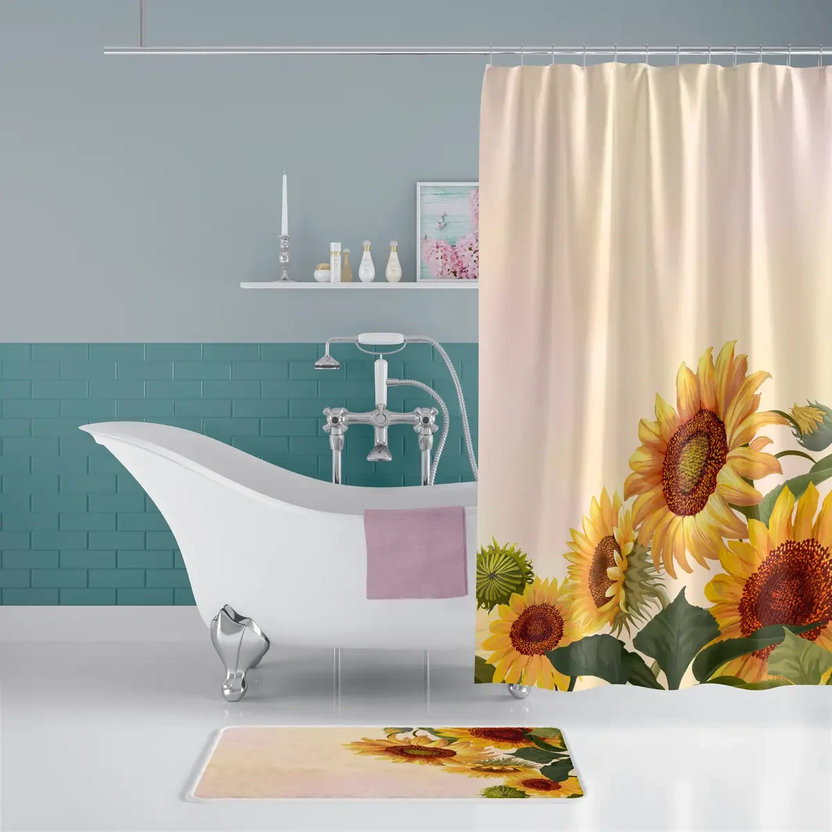 Шторка 180*200 см для ванної кімнати поліестер з декором Sunflower