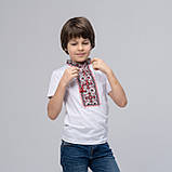 Вишита футболка для хлопчика на короткий рукав «Зоряне сяйво (червона вишивка)», фото 3