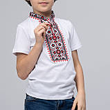 Вишита футболка для хлопчика на короткий рукав «Зоряне сяйво (червона вишивка)», фото 6
