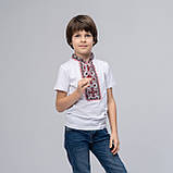 Вишита футболка для хлопчика на короткий рукав «Зоряне сяйво (червона вишивка)», фото 4